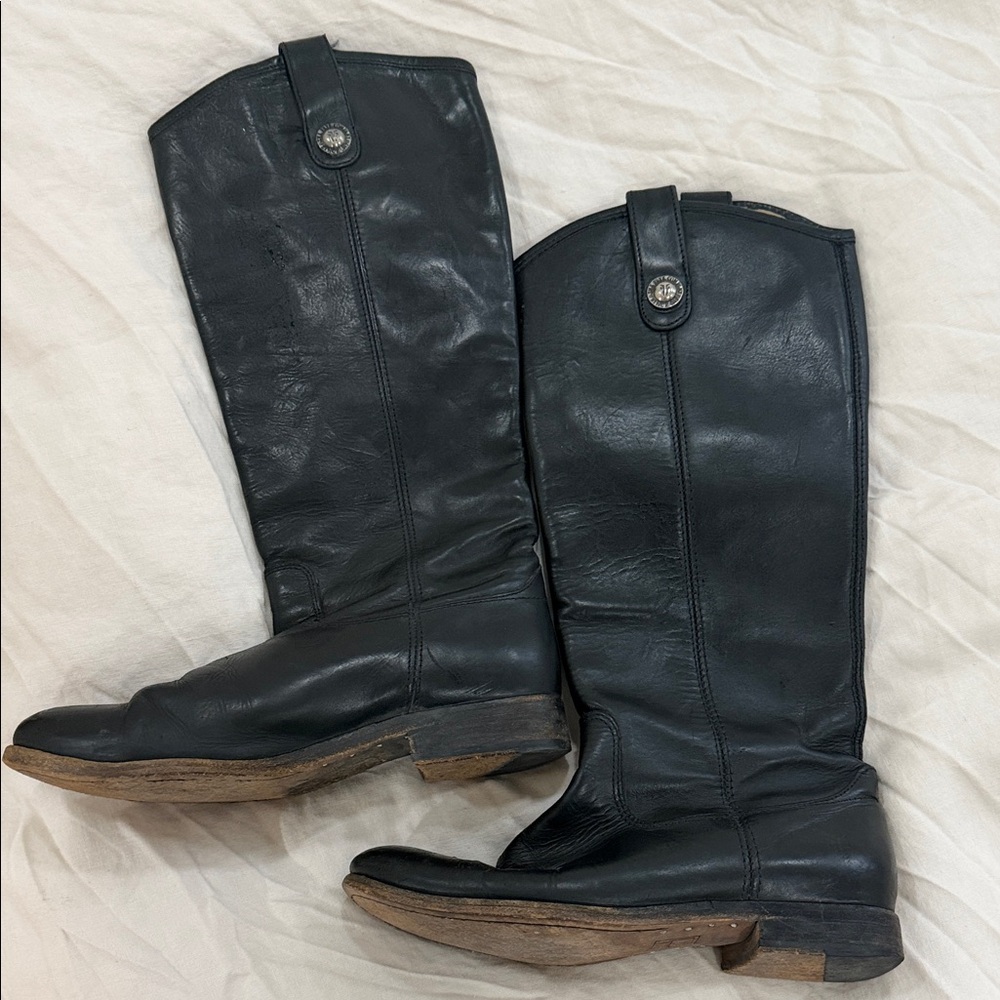Frye Black Leather Tall Boots